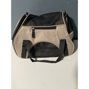 Pet Carrier Bag‎ Airline Approved Soft Sided Travel Tote Beige Black Mesh